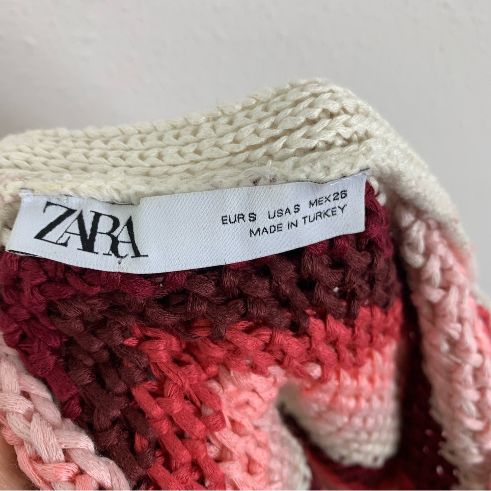 ZARA Striped Knit Midi Dress Red Pink Combo Limited Edition Sz Small - Picture 12 of 13